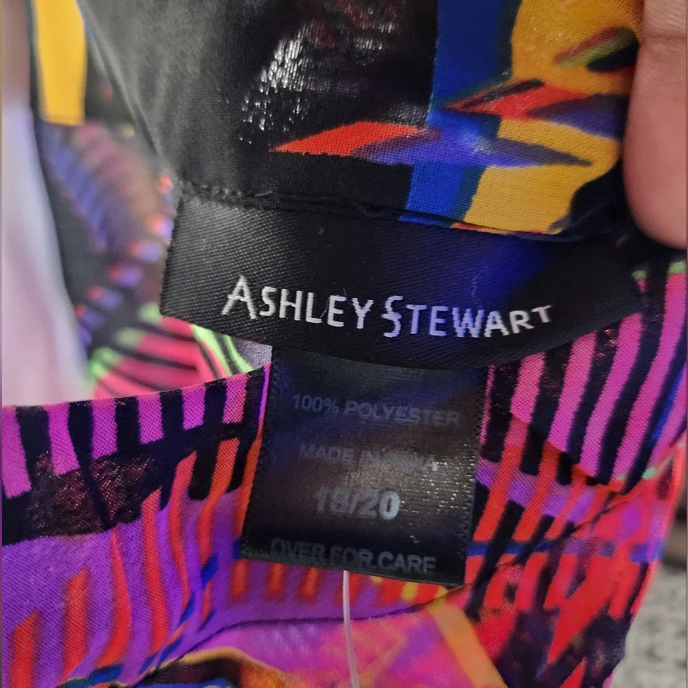Ashley Stewart Multicolor Abstract Geometric Dress Size 18/20 NWOT - Picture 4 of 6